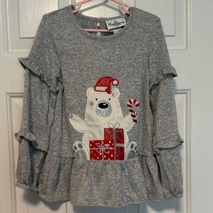 Rare Editions Gray Sweater with Festive Polar Bear